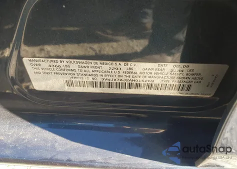2010 Volkswagen Jetta S from USA, damaged, VIN 3VWJX7AJ2AM015269